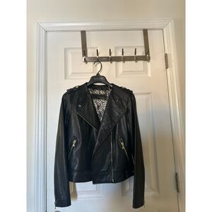 NWT Wilson Leather Biker Jacket Women S Black